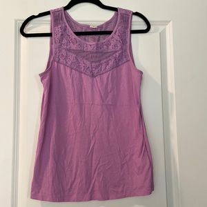 JCrew sleeveless top- detailed with floral pattern on neckline